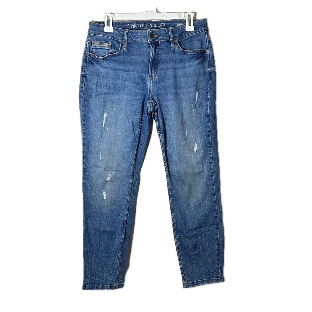 Y2K Calvin Klein Jeans Distressed Ankle Skinny Jeans Medium Wash Grunge 31 x 26